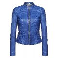 Ladies Royal Blue Leather Jacket