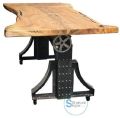 Live Edge Industrial Crank Mechanism Dining Table