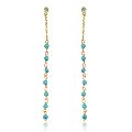 Turquoise Gemstone Beaded Silver Earring with Gold