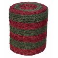 MultiColor Jute Fabric Small Cylindrical Pouf