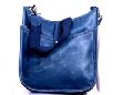 Stylish Genuine goat Leather Blue handbag