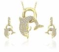 925 Sterling Silver Dancing Dolphin Pendant Set