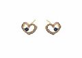 Gold Plated Fancy Small Gemstone Heart Earrings
