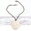 White Sea Shell Pendant Necklace With Black Cord