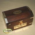 Wooden Money box with brass inlay