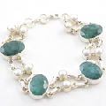 925 silver emerald quartz and pearl bracelet