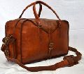 Brown goat Leather hide luggage travel bag