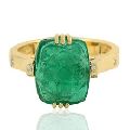 Carving Emerald Prong Party Wear Ring