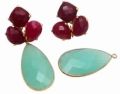 Aqua Chalcedony and Dyed Ruby Earring