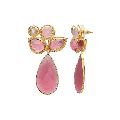 Beautiful Pink Monalisa Gemstone 925 Sterling Silver Gold Plated Earring