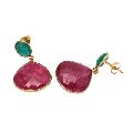 Dyed Ruby And Green Onyx Earring