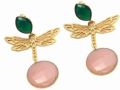 Pink Chalcedony and Green Onyx New Designer Earring