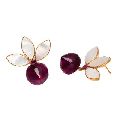 Pink Tourmaline Hydro and Pearl Shell Earring