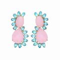 Rose Chalcedony and Blue Topaz Hydro Gold Plated Earring