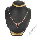 925 Sterling Silver Jewelry Fashion Red Onyx Gemstone Necklace