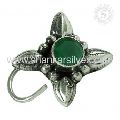 Charming Green Onyx Gemstone 925 Sterling Silver Vintage Nose Pin Jewelry