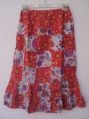 new classic Red color long printed cotton material skirt