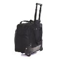 Black And Brown Colour Leather Trolley Travel Bag