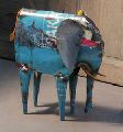 Blue Cute Metal Rustic Elephant Decorative Figurine