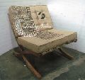 Jute Cushioned Wooden Reclining Chair