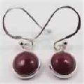 Dyed RUBY Round Gemstones 925 Solid Sterling Silver Girls Cute Little Earrings