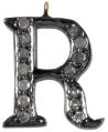 Rat Pave Diamond Alphabet R Locket Letters Charm pendant