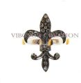 Sword Design Pave Diamond 925 Sterling Silver 14k Gold Engagement Ring Jewelry
