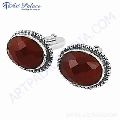 Glamour Silver Cufflinks With Red Onyx