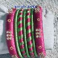 Pink Green Silk thread bangles