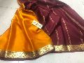 pure mysore silk crepe sarees with rich pallu and contrast blouse