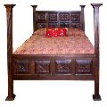 WOODEN CARVED PILLARS BED