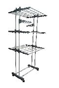 Double Pole 3 Tier Powder Coated Cloth Drying Stand (Grey)