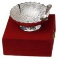 Brass Bowl set with spoon silver plated with velvet gift box