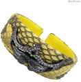 SILVER DIAMOND MOTIF LEATHER CUFF BRACELET