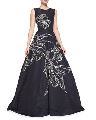 Sleeveless Floral-Embroidered Gown
