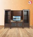 WOODEN TV UNIT WITH GLASS CABINET