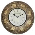12 BRASS ANTIQUE WALL CLOCK WITH ELEPHANT DESIGN (FWC-1001)