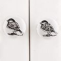 Sparrow Black Bird Flat Ceramic Cabinet Knob