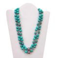 TURQUOISE BEADS HAND CRAFTED 925 STERLING SILVER WOMEN\'S NECKLACE