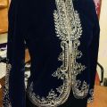 Hand Embroidered Bell Sleeve Velvet Jacket