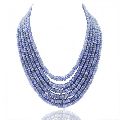 Genuine 782.00 Cts 6 Line Blue Tanzanite Beads Necklace