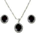Gemstone Jewelry Set Pendant Earrings and Silver Chain