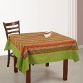 Tablecloth Square Printed Multicolor Ethnic Patterns with Green End Cotton
