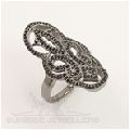 925 Sterling Silver Micro Pave Antique Style Ring