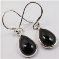 Hot Fashion Earrings Natural BLACK ONYX Pear Gemstones 925 Solid Sterling Silver