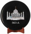 Black Marble Serving Plate Taj Mahal Replica Inlay Work Kitchen Decorative
