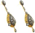 Beautiful Pave Diamond 14k Gold 92.5 Silver Drop Shape Dangle Earring Jewelry