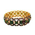 Beautiful pave diamond 14k gold 925 sterling silver emerald gemstone bangle jewelry