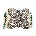 Emerald pearl gemstone pave diamond 925 sterling silver 14k gold gemstone bracelet jewelry