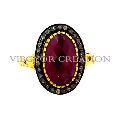 Ruby Diamond Pave 14kGold Engagement Ring Jewelry